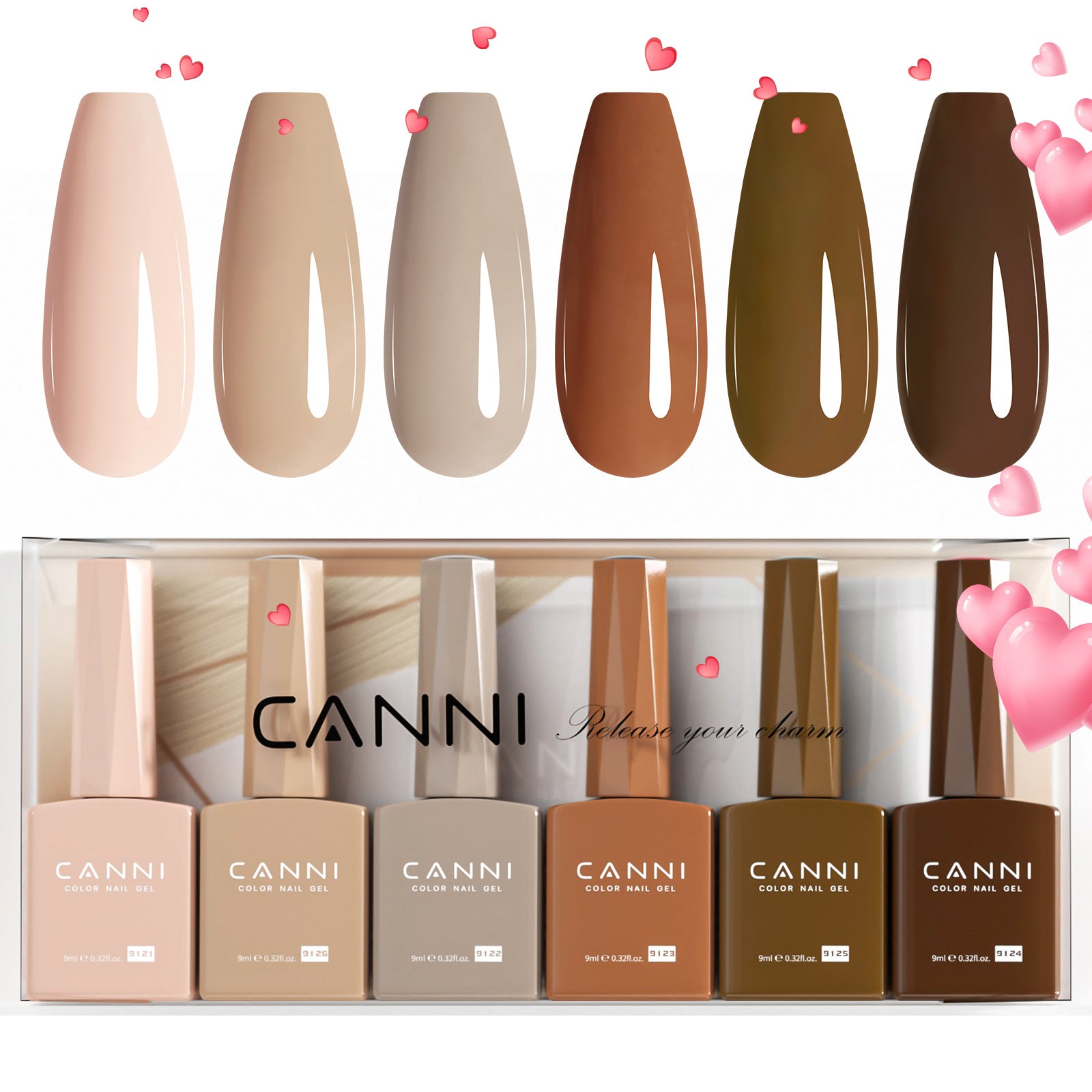 Caramel Cascade Kit - 9ml Nail Gel 6 Colors Set-2310 | CANNI Official