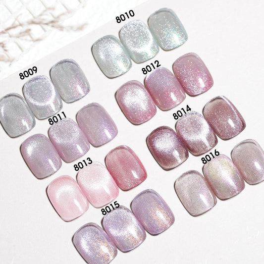 Set de 8 colores de esmaltes en gel - Colección Pink Planet Cat Eye