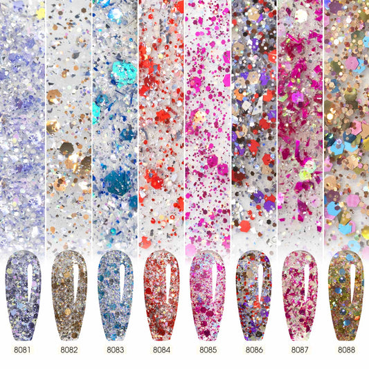 Esmalte en gel con purpurina (8 colores) - Colección Glitz Flash