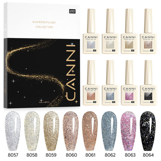 Esmalte en gel con purpurina (8 colores) - Colección Diamante