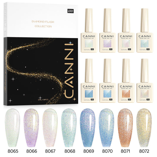 Set de 8 colores de esmaltes en gel con purpurina - Colección Aurora