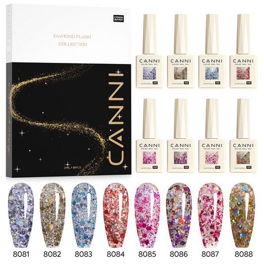 Esmalte en gel con purpurina (8 colores) - Colección Glitz Flash
