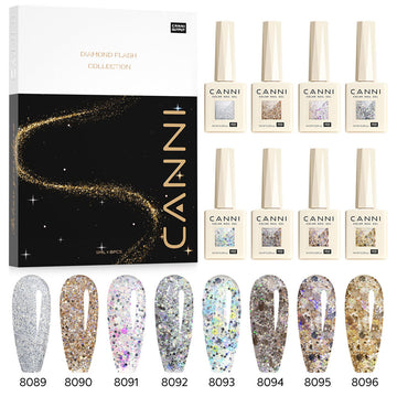 Glitter Gel Polish 8 Colors Set - Dawn Crystal Flash
