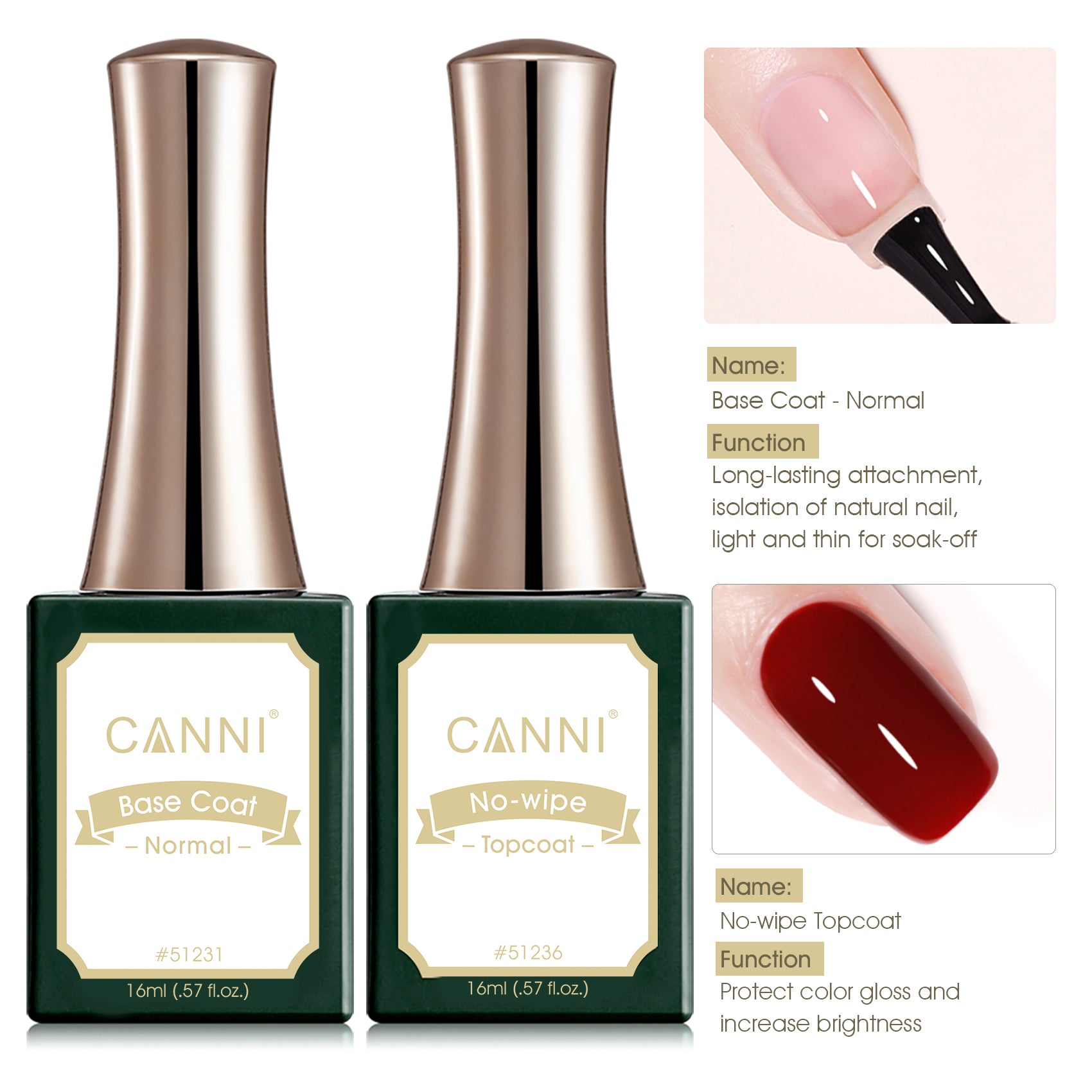 16ML Base and Top Coat with Reinforce Gel Set – CANNI Official