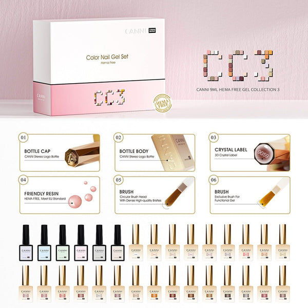 CC3 - HEMA FREE 30pcs Gel Polish Kit - Translucent Color