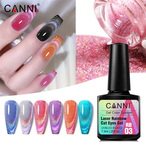 Laser Rainbow Cat Eyes -  6 Colors Gel Polish Set