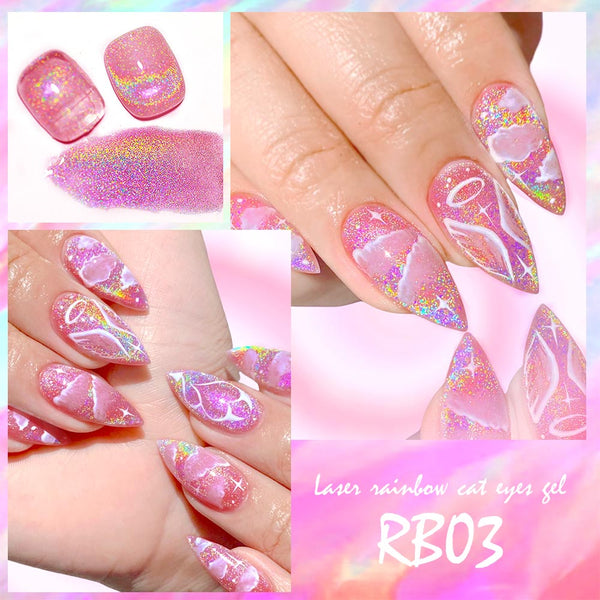 Refective Disco Gel and Rainbow Cat Eye Gel Set - 18 Colors
