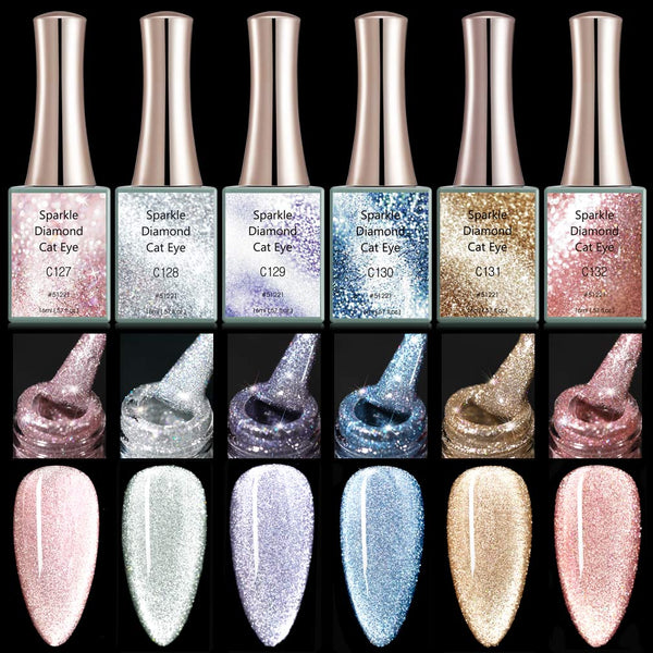 Sparkle Diamond Cat Eye - 6 Colors Gel Polish Set